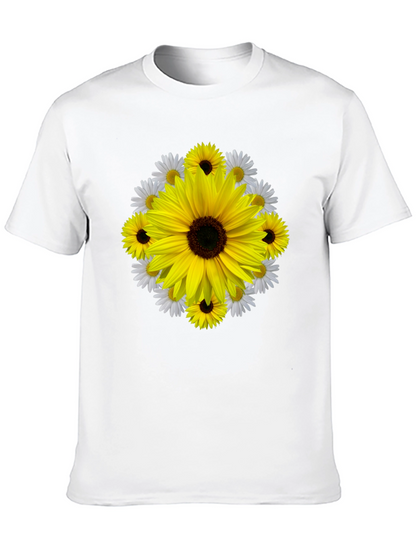 Camiseta Negra con Diseño Floral Girasol