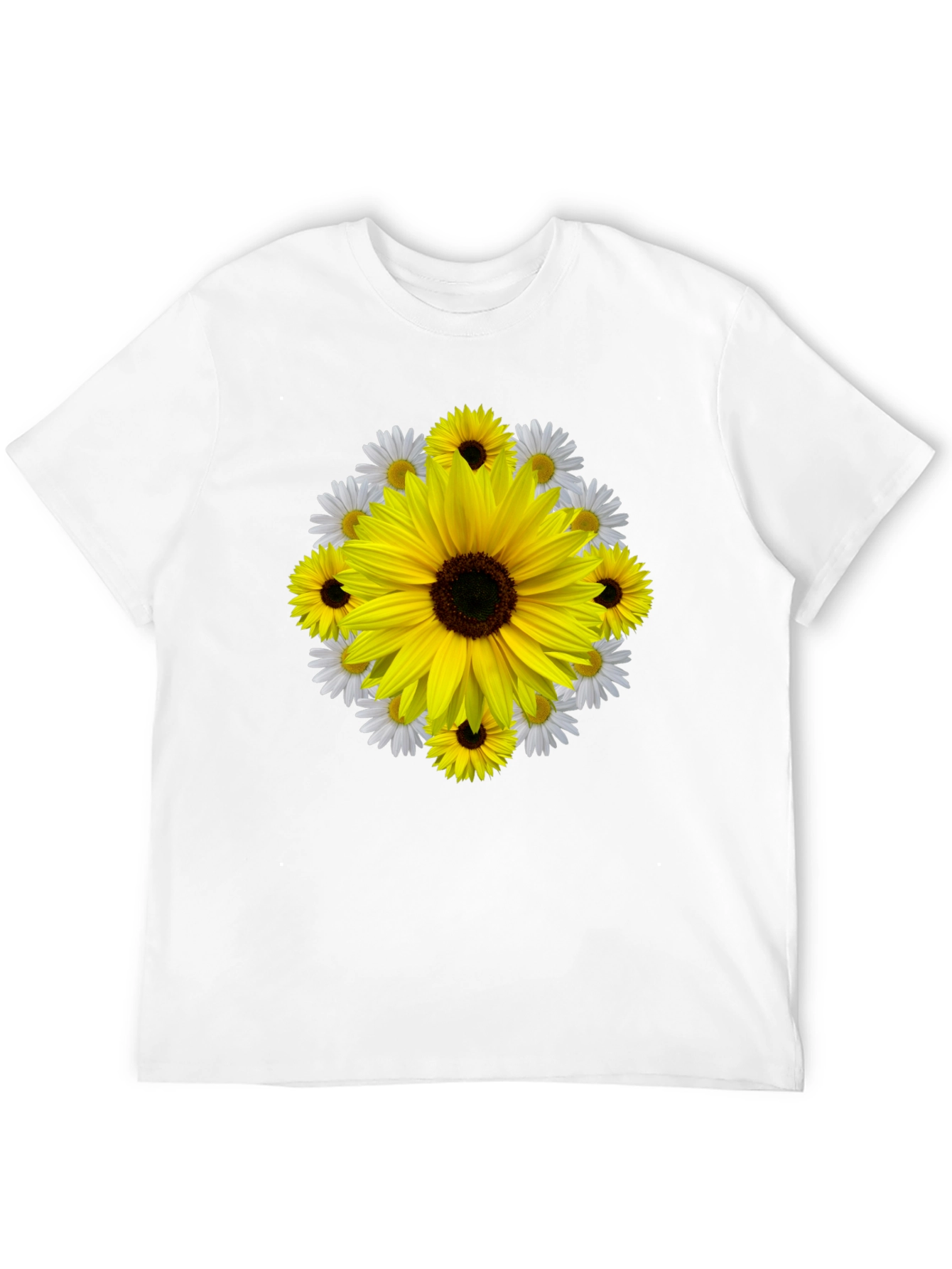 Camiseta Negra con Diseño Floral Girasol
