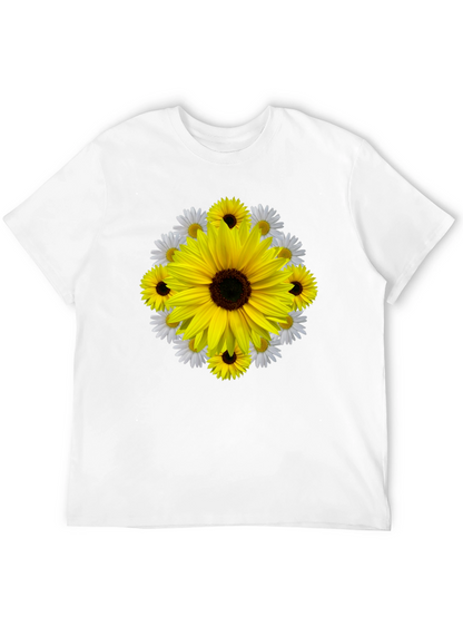 Camiseta Negra con Diseño Floral Girasol