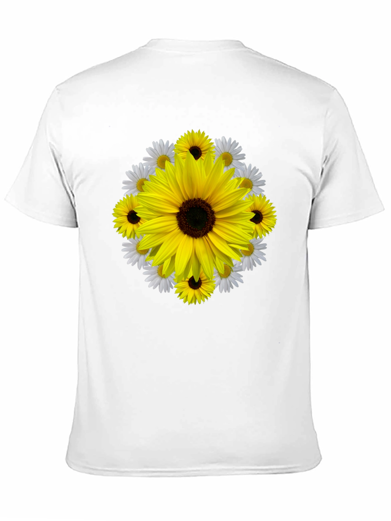 Camiseta Negra con Diseño Floral Girasol