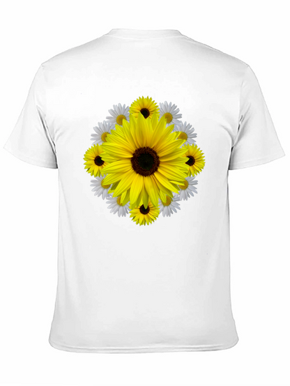 Camiseta Negra con Diseño Floral Girasol