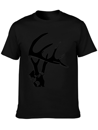 Camiseta Negra con Diseño de Ciervo para Hombre