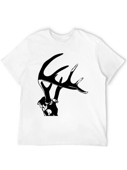 Camiseta Negra con Diseño de Ciervo para Hombre