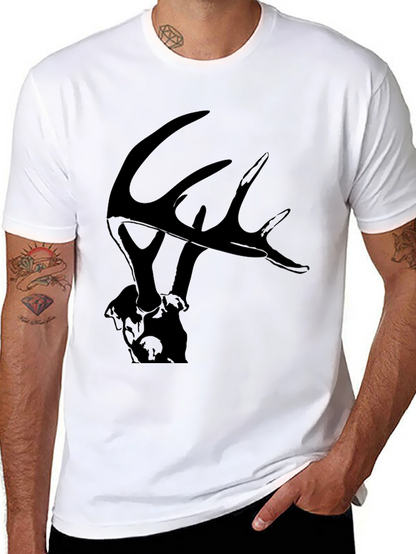 Camiseta Negra con Diseño de Ciervo para Hombre