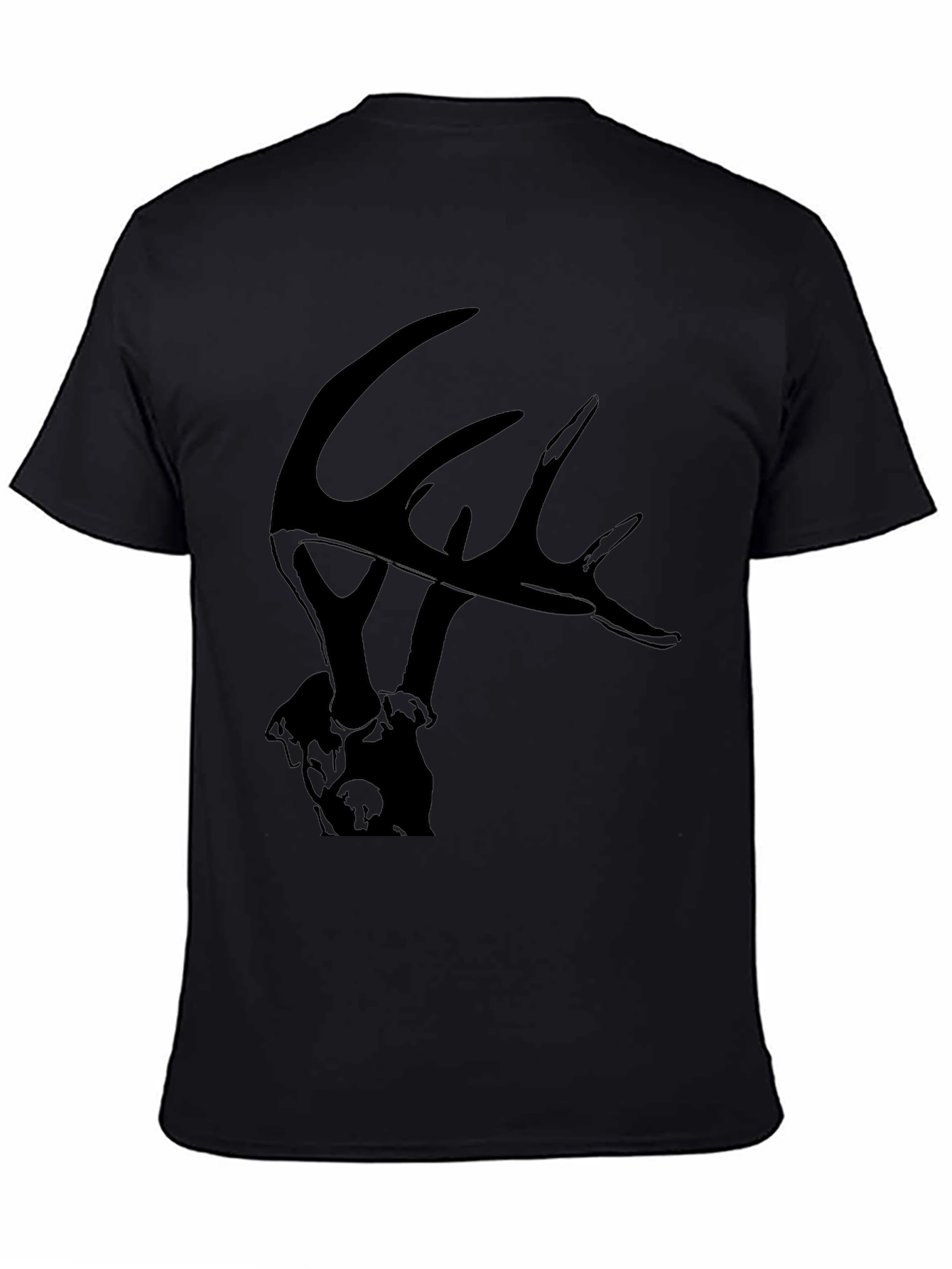 Camiseta Negra con Diseño de Ciervo para Hombre