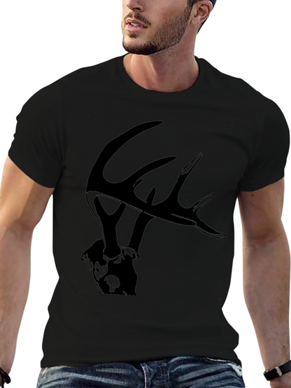 Camiseta Negra con Diseño de Ciervo para Hombre