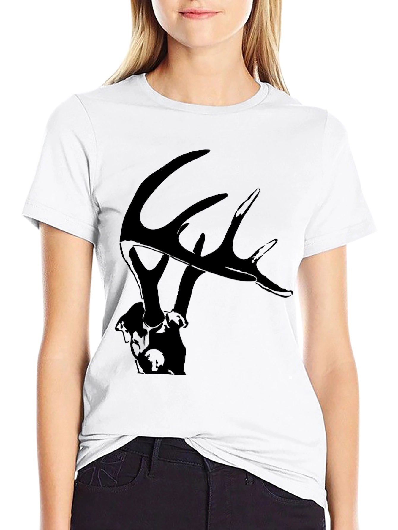 Camiseta Negra con Diseño de Ciervo para Hombre