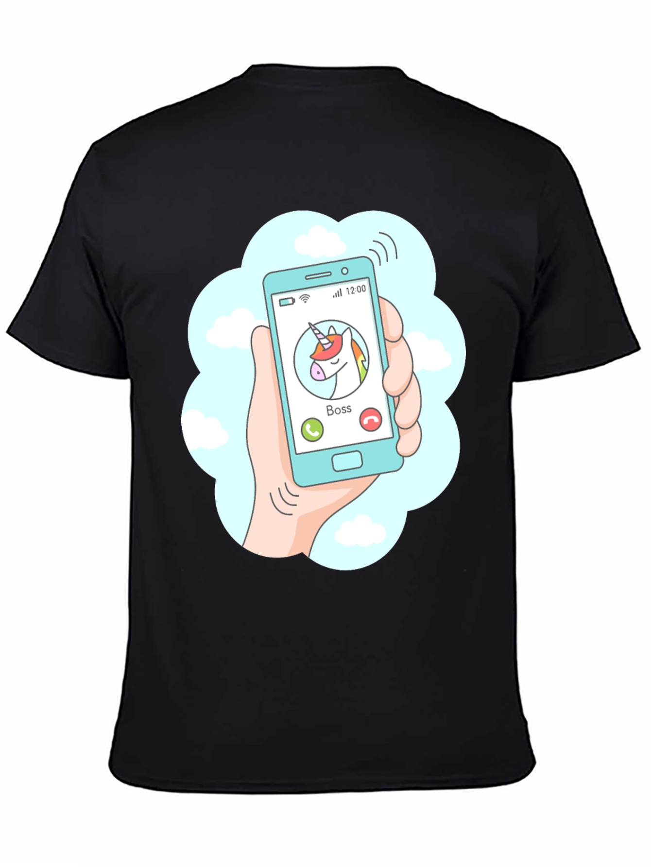 Camiseta Negra Llamada Unicornio Jefe