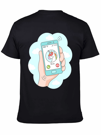 Camiseta Negra Llamada Unicornio Jefe