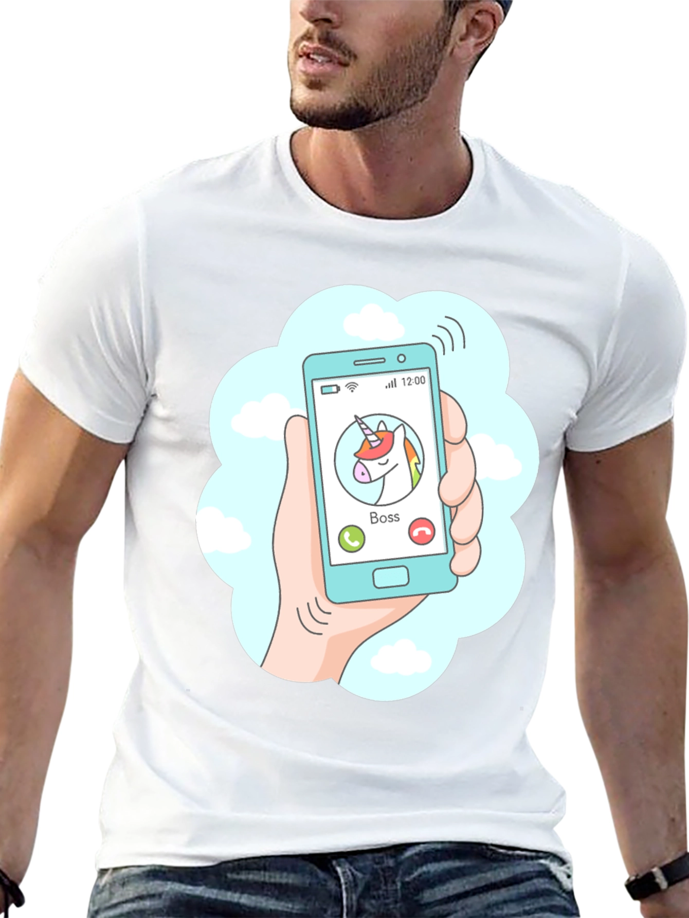 Camiseta Negra Llamada Unicornio Jefe