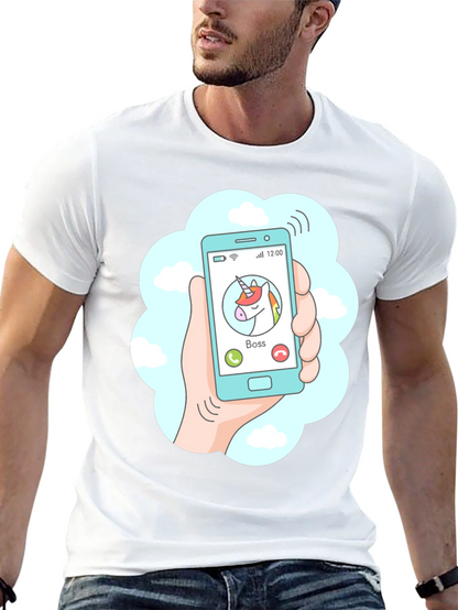 Camiseta Negra Llamada Unicornio Jefe
