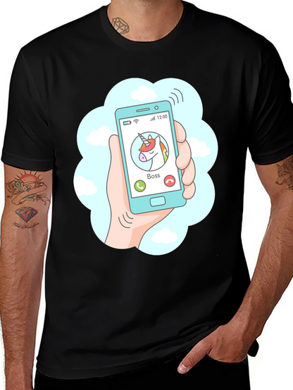 Camiseta Negra Llamada Unicornio Jefe