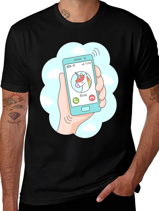 Camiseta Negra Llamada Unicornio Jefe