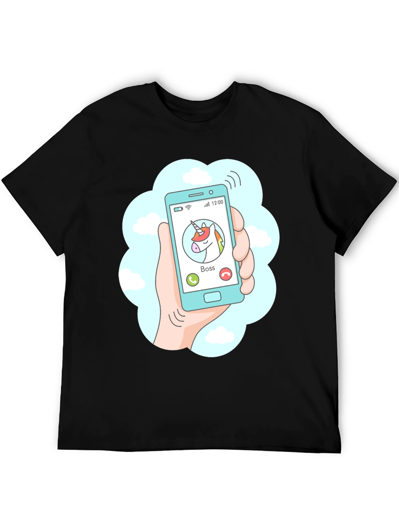 Camiseta Negra Llamada Unicornio Jefe