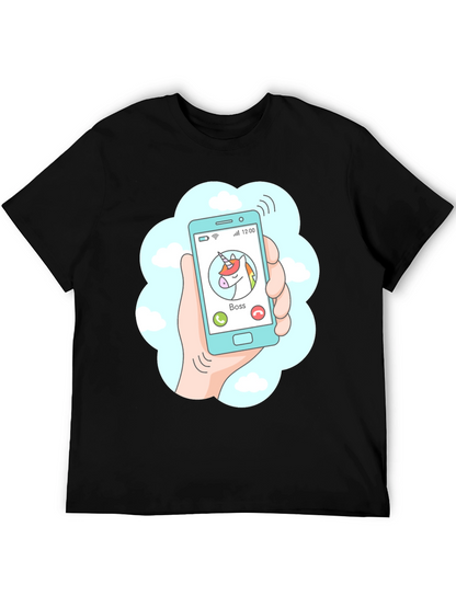 Camiseta Negra Llamada Unicornio Jefe