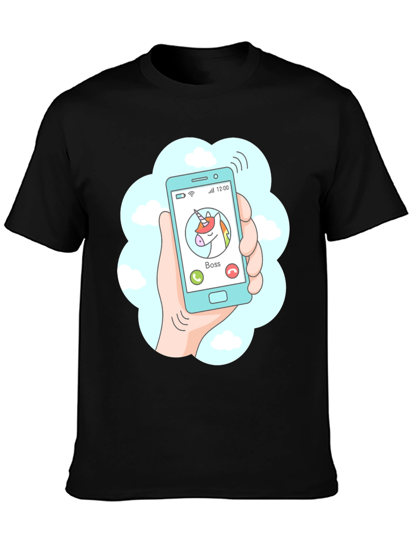 Camiseta Negra Llamada Unicornio Jefe