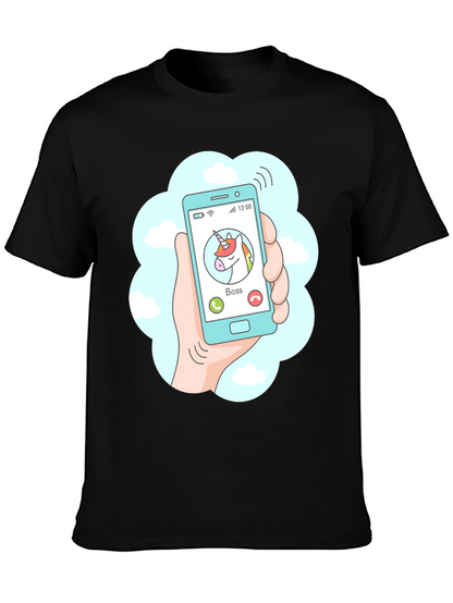 Camiseta Negra Llamada Unicornio Jefe