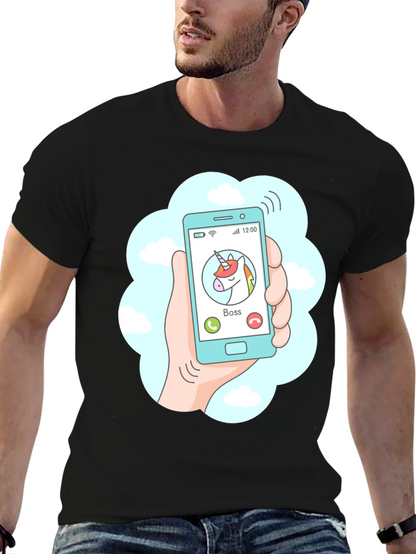 Camiseta Negra Llamada Unicornio Jefe