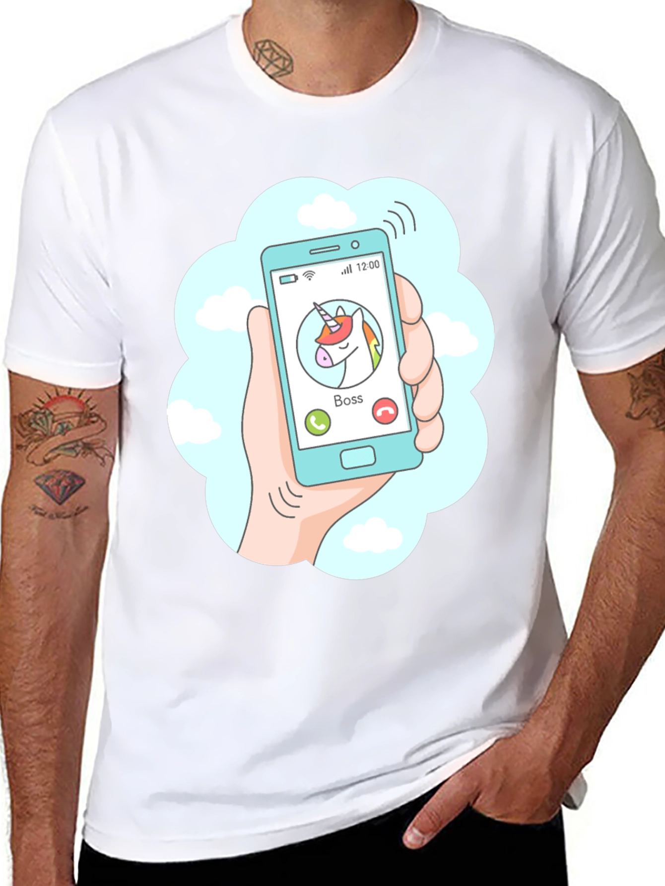 Camiseta Negra Llamada Unicornio Jefe