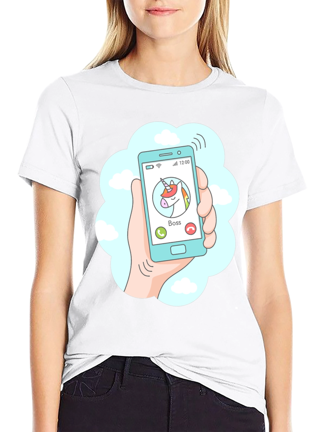 Camiseta Negra Llamada Unicornio Jefe