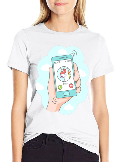 Camiseta Negra Llamada Unicornio Jefe