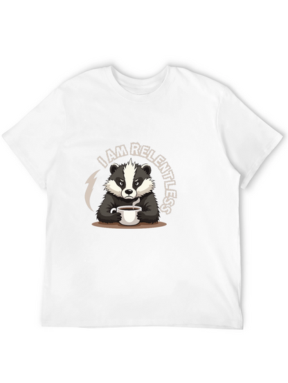 Camiseta Negra: Tejón Implacable con Café