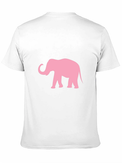 Camiseta Negra con Estampado de Elefante Rosa