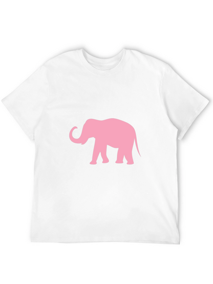 Camiseta Negra con Estampado de Elefante Rosa