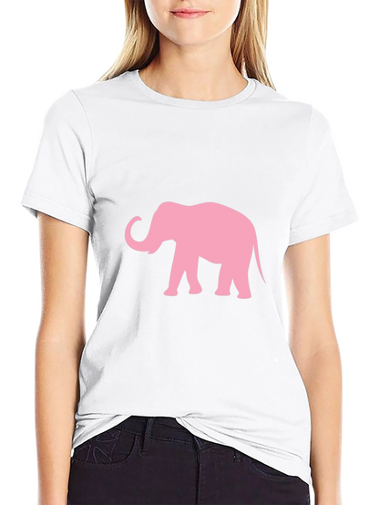 Camiseta Negra con Estampado de Elefante Rosa