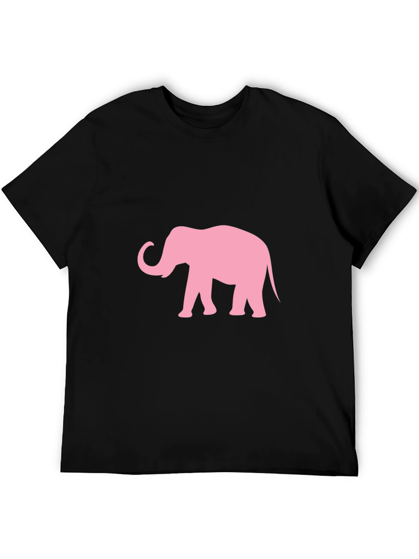 Camiseta Negra con Estampado de Elefante Rosa