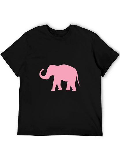 Camiseta Negra con Estampado de Elefante Rosa
