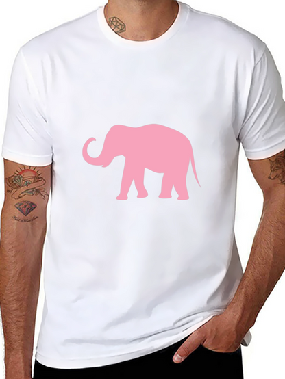 Camiseta Negra con Estampado de Elefante Rosa