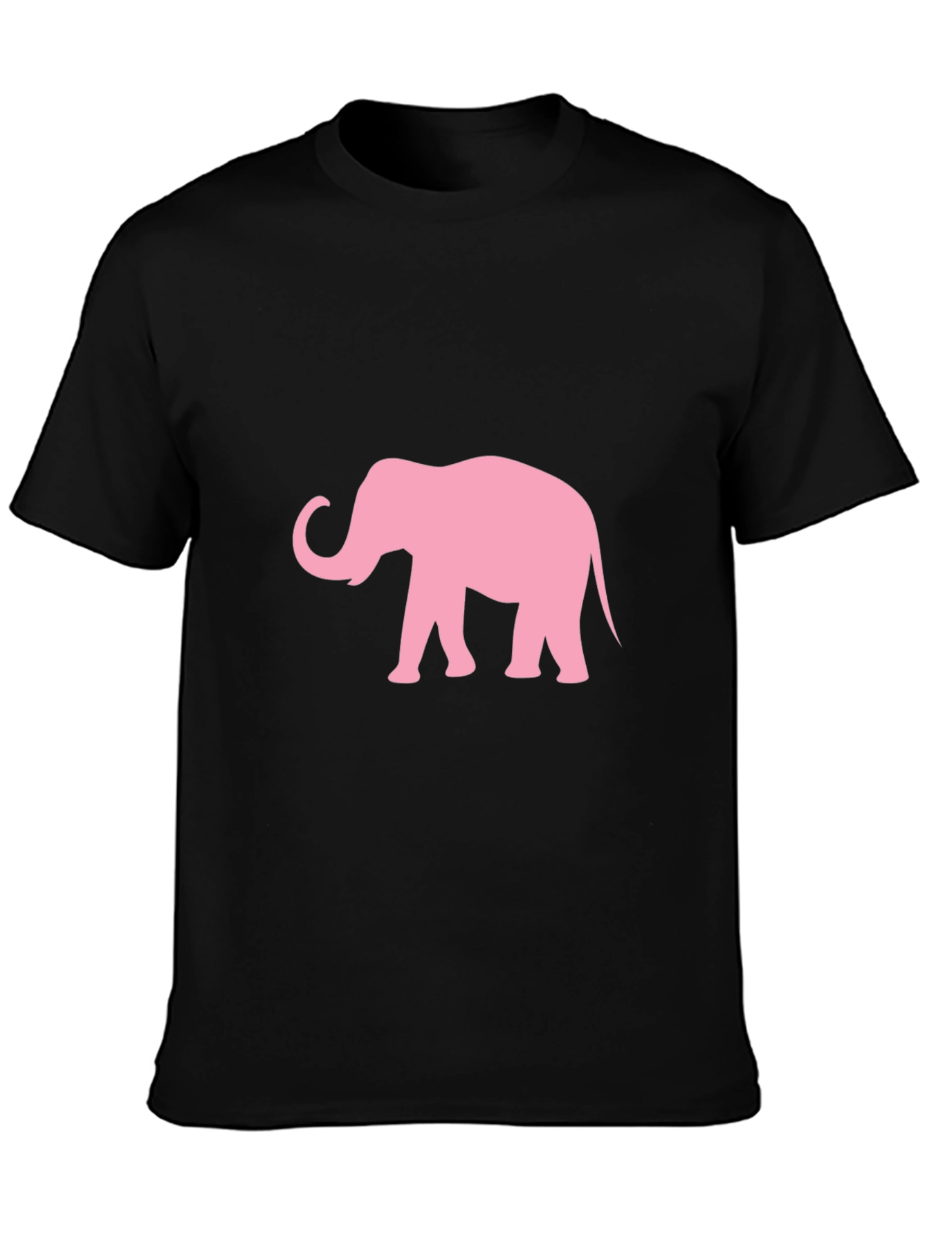 Camiseta Negra con Estampado de Elefante Rosa