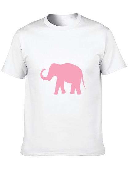 Camiseta Negra con Estampado de Elefante Rosa