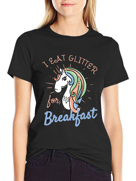 Camiseta Unicornio Como Glitter para el Desayuno