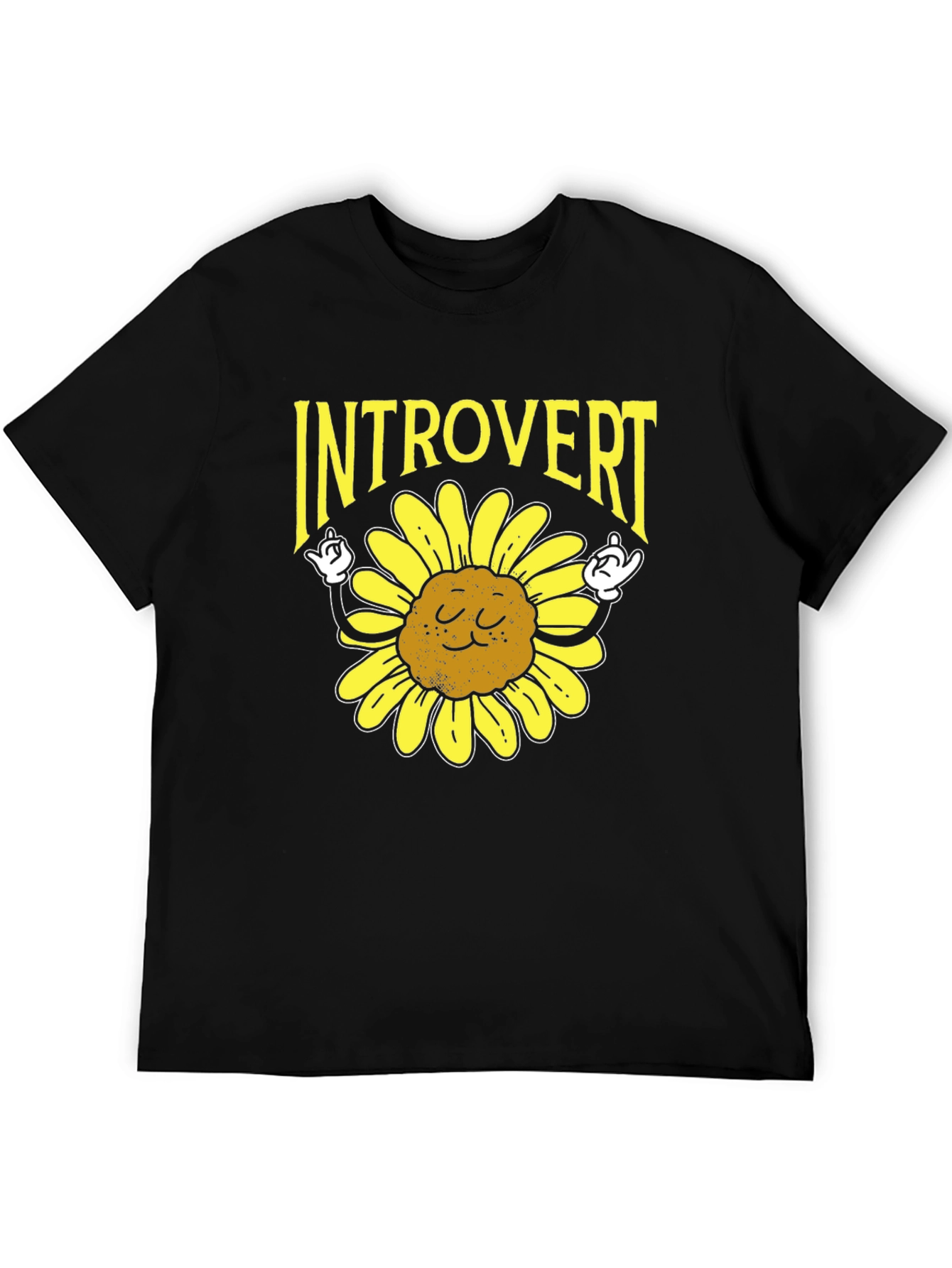 Camiseta Negra Introvertido Girasol Divertido