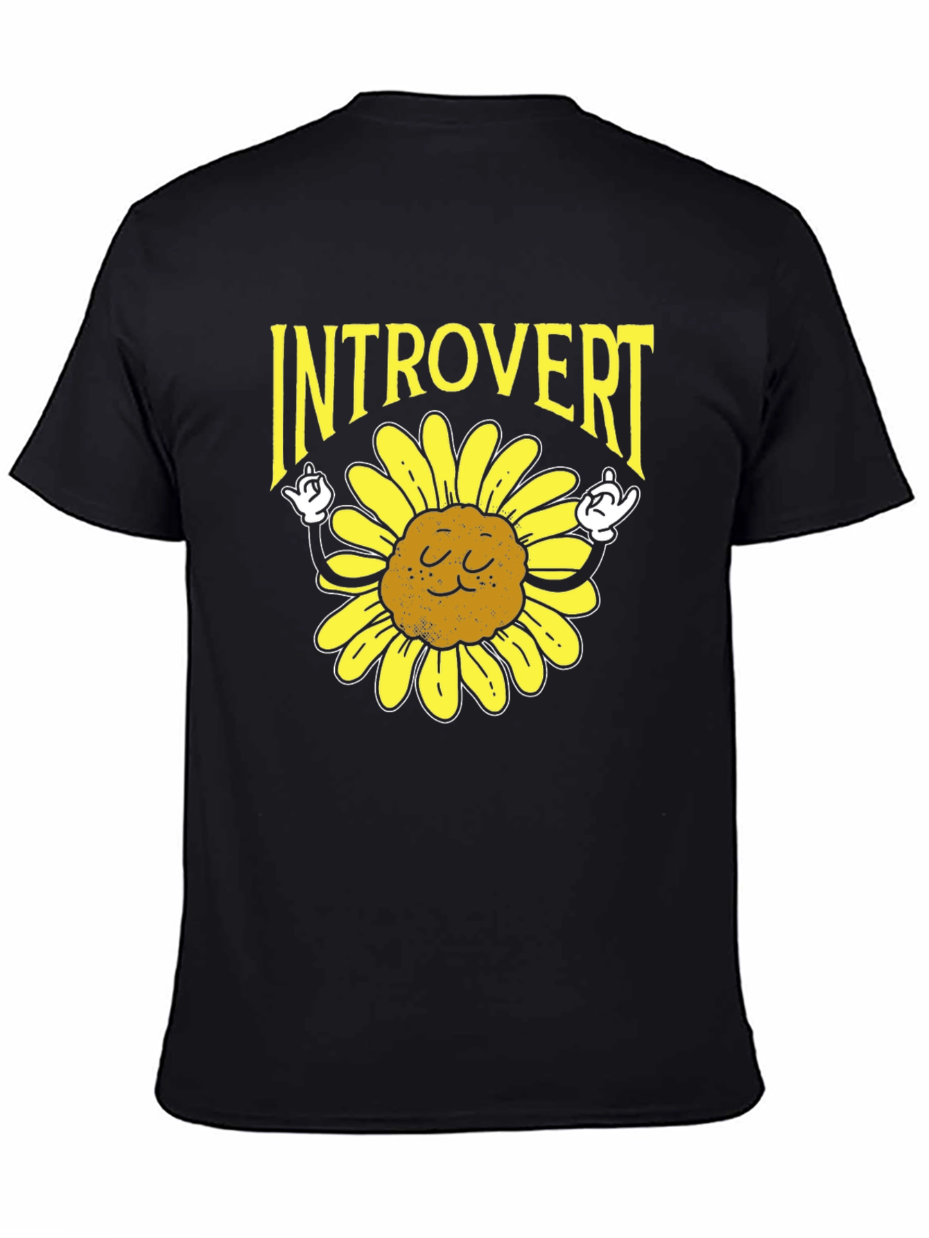Camiseta Negra Introvertido Girasol Divertido