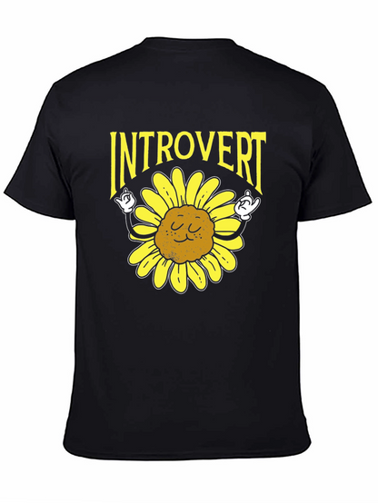 Camiseta Negra Introvertido Girasol Divertido