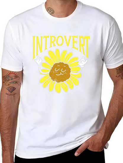 Camiseta Negra Introvertido Girasol Divertido