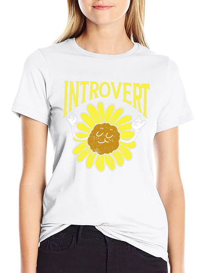 Camiseta Negra Introvertido Girasol Divertido