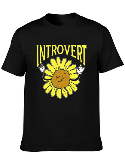Camiseta Negra Introvertido Girasol Divertido
