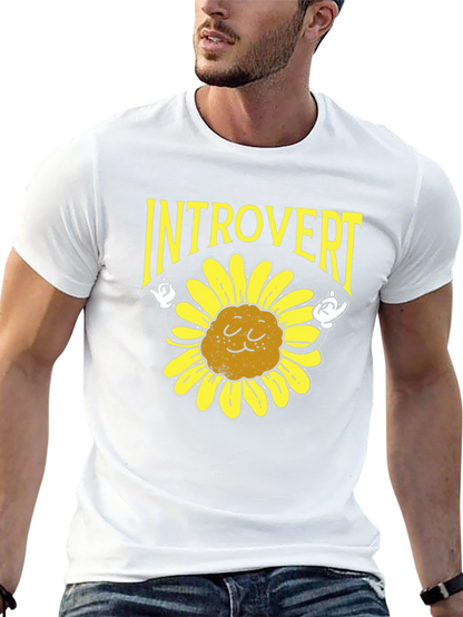 Camiseta Negra Introvertido Girasol Divertido