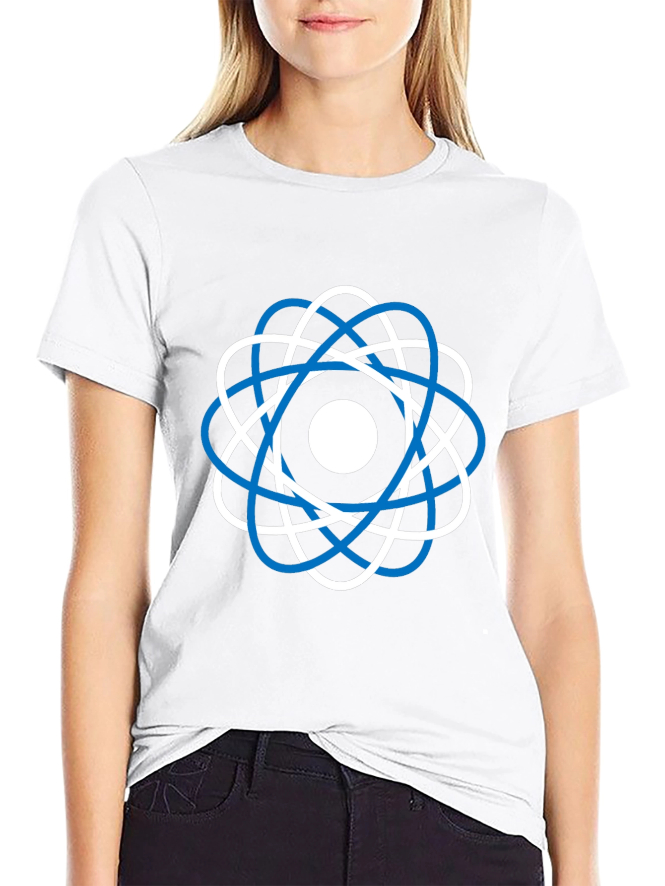 Camiseta Negra Diseño Atómico Moderno