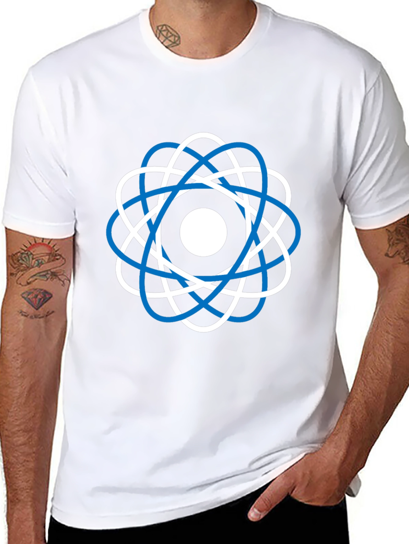 Camiseta Negra Diseño Atómico Moderno