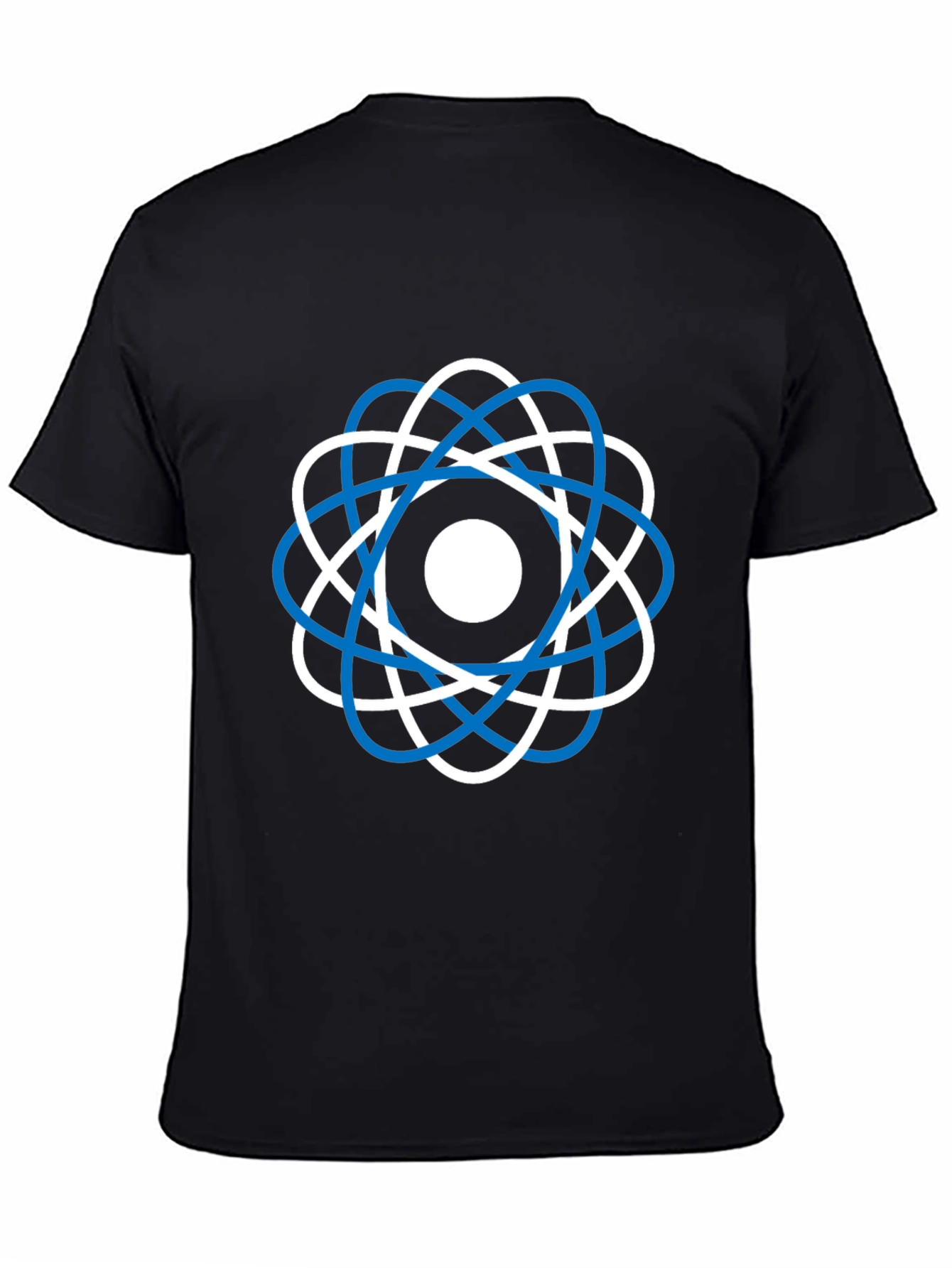 Camiseta Negra Diseño Atómico Moderno