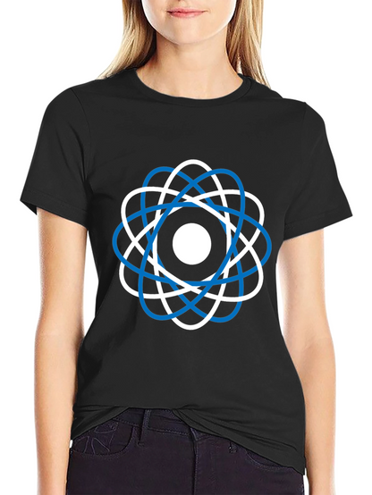 Camiseta Negra Diseño Atómico Moderno
