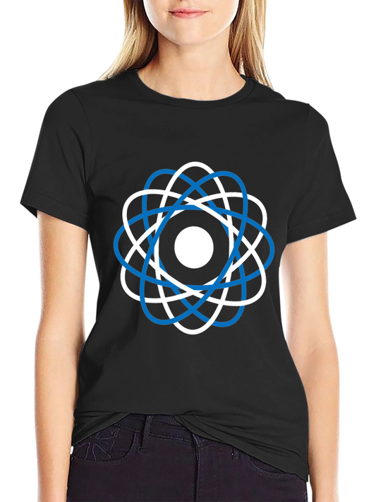 Camiseta Negra Diseño Atómico Moderno