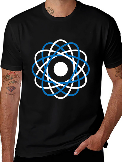 Camiseta Negra Diseño Atómico Moderno