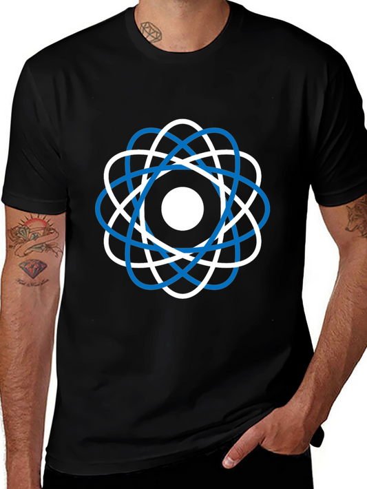 Camiseta Negra Diseño Atómico Moderno