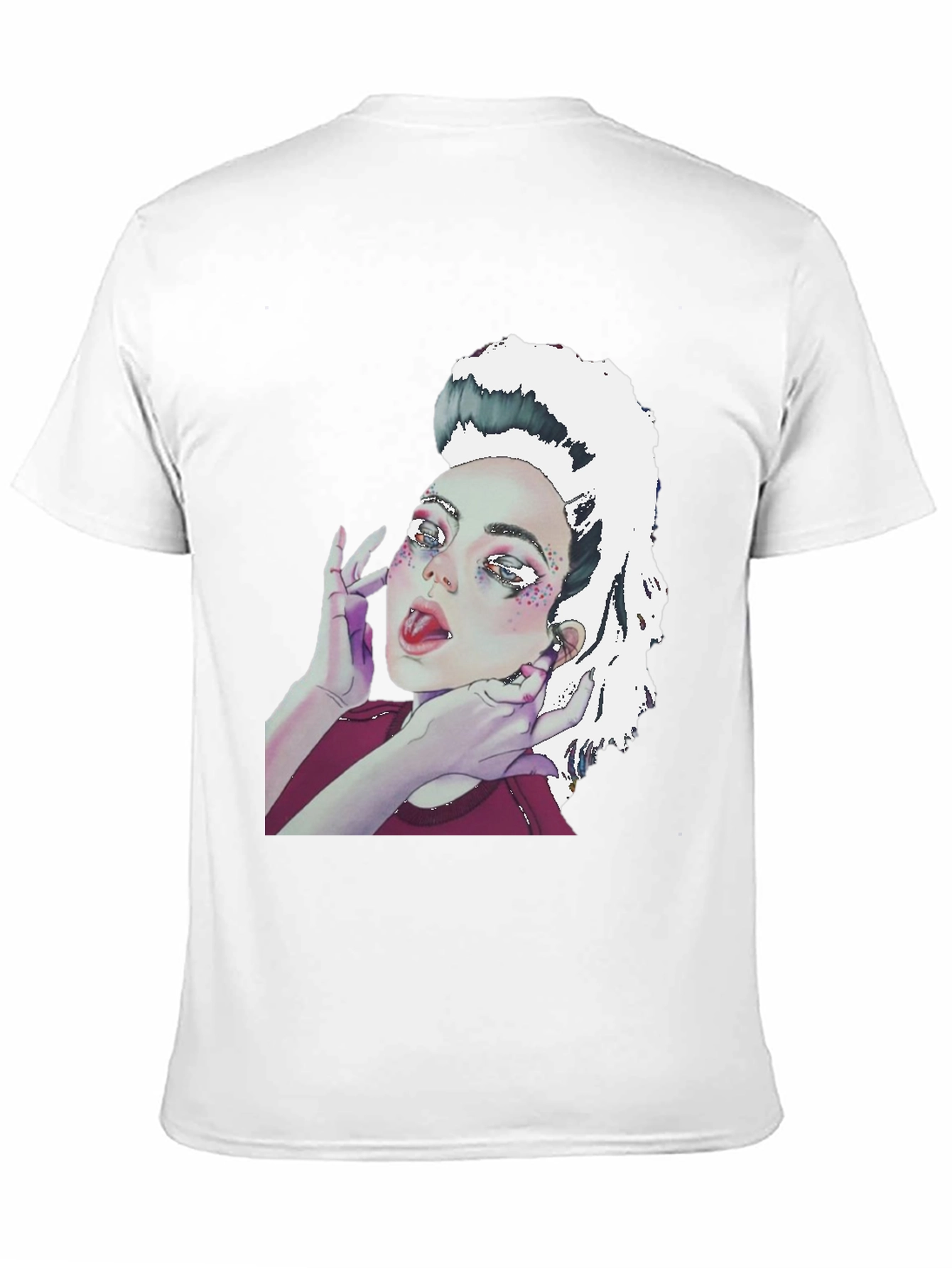 Camiseta Negra con Diseño Artístico de Mujer